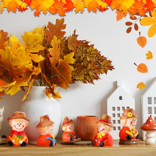 Wesiti 40 Pcs Fall Mini Scarecrow Resin Figurine Fall Miniature Statues - style: Scarecrow