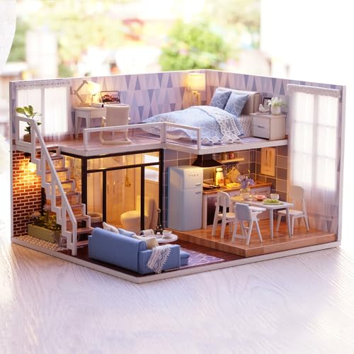 DIY Miniature Dollhouse Kit with Furniture Plus Dust Proof & Music Movement