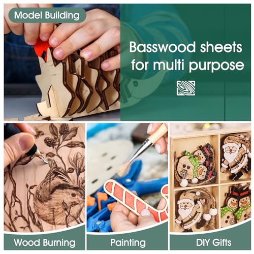 20 Pack Basswood Sheets 1/8x12x12 Inch 3mm Basswood for Laser Cutting, Drawing,Wood Burning, Architectural Models.Plywood Sheets Unfinished Wood Sheets for DIY Crafts. - size: 20P 12X12X1/8in