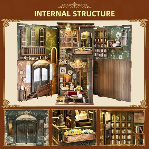 CCCDF Saison Café Book Nook Kit, DIY 3D Wooden Puzzle for Adults - color: Saison Café