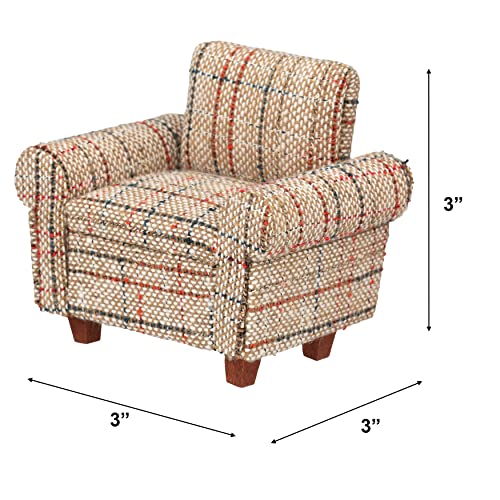 Dollhouse Sofa Armchair Upholstered, Miniature Living Room Furniture Chair, Fabric, Accessories for 6 inch Dolls, 1/12 Scale (Beige Retro) - style: Beige retro
