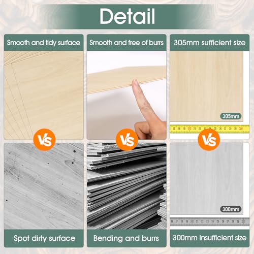 50 Pack Basswood Sheets 1/8x12x12 Inch 3mm Basswood for Laser Cutting, Drawing,Wood Burning, Architectural Models.Plywood Sheets Unfinished Wood Sheets for DIY Crafts. - size: 50P 12X12X1/8in