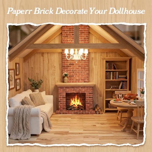 9 Pcs Miniature Dollhouse Wallpaper 8.27 × 11.69 InchSelf Adhesive Flooring Peel Stick Natural Wood Striated Paper Decorative Mini DIYDollhouse Accessories for Vinyl Cabinets