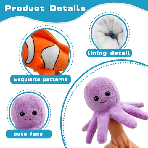 6pcs Finger Puppets Set, Cute Sea Animal Finger Puppet for Role-Playing Mini Hand Puppets Suitable for Kids,Sea Animal Puppets for Storytelling, Realistic Finger Puppet for Toddlers. - color: Sea