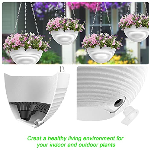 Hanging Planters, Set of 9 White Hanging Pots, 8" Hanging Flower Pots, Plant Pots with Drainage Plugs, Water Barrier and Chains, Come with Free Mini Garden Tools Set