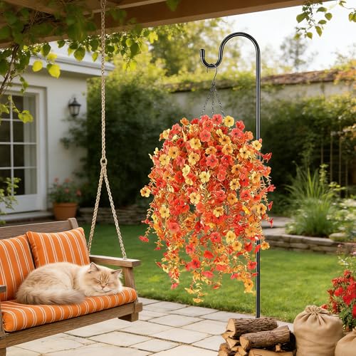 Artificial Fall Flowers for Outdoors UV Resistant Autumn Decor - color: Double Orange