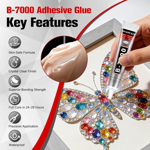 B7000 Bedazzling Glue (10 Pack, 15ml), Clear Rhinestone Jewelry Adhesive