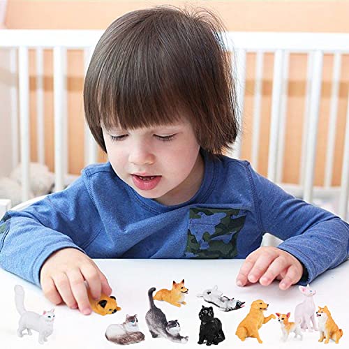 SIENON 12PCS Mini Dogs & Cats Figures, Cute Realistic Pet Animal Toys - size: 12 Pieces Mini Dog and Cat