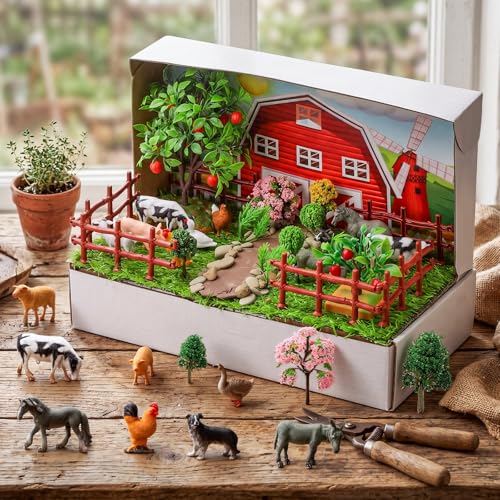 Teyva Daily 48 Pcs Farm Diorama Kit Habitat Project Box Set - color: Farm