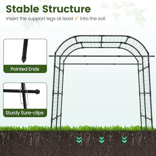 Giantex Metal Garden Arch Trellis for Climbing Plants Outdoor, 7.5FT Tall Adjustable Cucumber Trellis Tunnel for Raised Garden Bed, Extra Wide Garden Trellis Arch Support Vegetables Vine - size: 71"x83"x91"