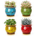 ARTKETTY Succulent Pots, 4.5'' Small Plant Pots with Drainage Tray - color: 4.5'' Colorful 2