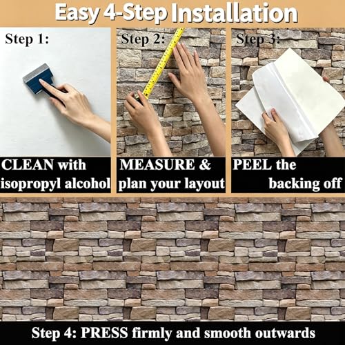 3D Wall Panels Peel and Stick, 10PCS Self-Adhesive Brick Wallpaper