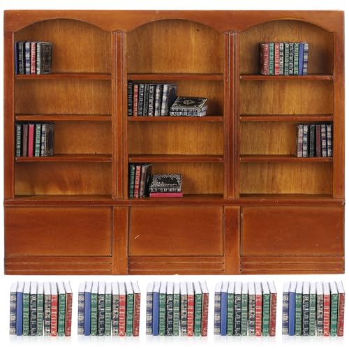 1:12 Dollhouse Bookcase Furniture 48 Pcs Miniature Books, Brown