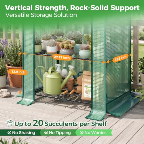 Mini Greenhouse with Screen Roof, Ohuhu Upgraded Portable 4 Tier Small Greenhouses for Outdoors Indoor with Reelable Door, Heavy Duty Plastic Green House for Outside Garden Patio Yard Porch Balcony - color: Green, size: 4 Tier Dual Layer Roof