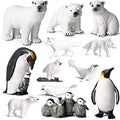 EOIVSH 12PCS Plastic Polar Animals Toy Figures, Realistic Arctic Animal Figurines for Kids, Education Sea Creature Toys Set with Polar Bear Family Emperor Penguin Family Arctic Fox Wolf - style: 12 PCS