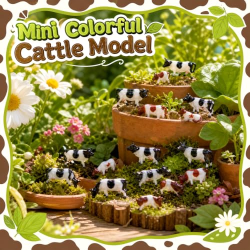 Hiawbon Mini Colorful Cattle Model 1:87 20 Pcs Miniature Cows