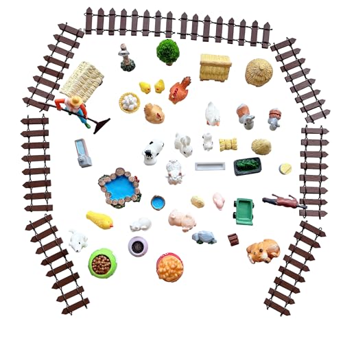 45pcs Miniature Pasture Animals Figurines Courtyard Decoration Sets - color: Mini Pasture Decoration Sets