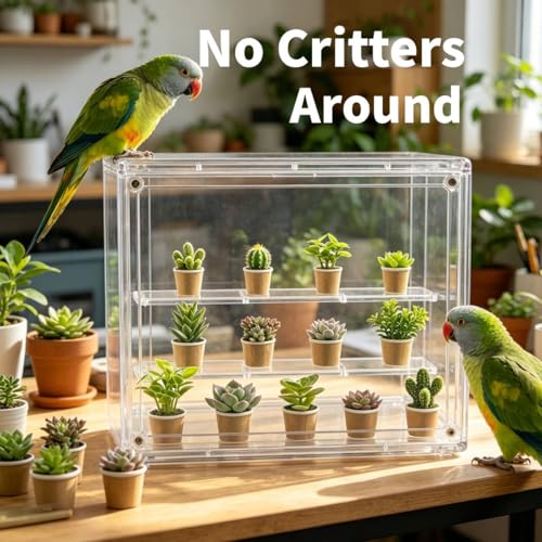 Mini Greenhouse Indoor, Clear Small Green House with Magnetic Door, Stackable Succulent Seed Starting Kit Children Nature Observation Station - size: 10.6"x 7"x 8"