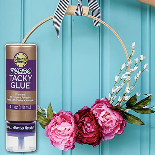 Aleene's Turbo Tacky Glue for Crafts in Always Ready Bottle, Strong Bond Adhesive, Nontoxic, Dries Clear, 4 fl oz - size: 4-Ounce