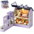 Spilay Dollhouse DIY Miniature Wooden Furniture Kit,Mini Handmade Doll House with LED,1:24 Scale Creative Woodcrafts for Adult Friend Lover Birthday Gift D32 - color: Happy House