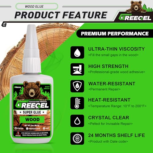 Wood CA Glue, Clear Super Glue for Woodworking & Repairs, 4 oz - size: 4 Ounce, style: Wood Super Glue