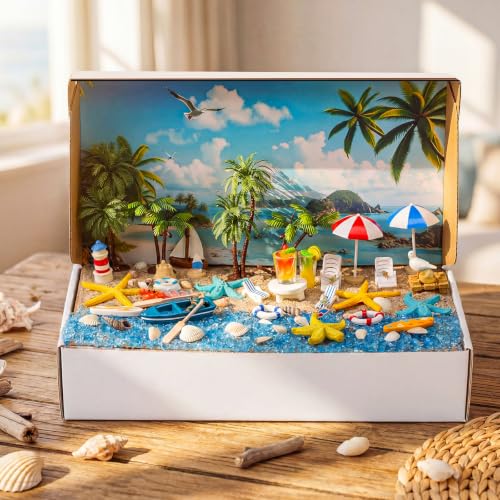 Teyva Daily 48 Pcs Summer Beach Diorama Kit Habitat Project Box Set - color: Beach