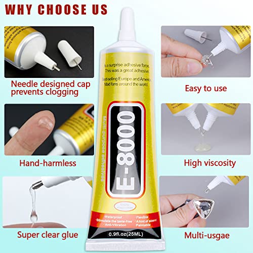 4pcs X 25ML E8000 Glue Clear Jewelry Metal Upgrade Clear E-8000 Paste Transparent Liquid Fusion Fabric Glue for Phone Repair, Glass, Wooden, Rhinestone Jewelry Crafts, DIY Tumblers - style: E-8000 4x25ML