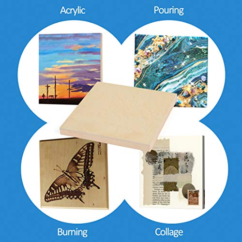 Falling in Art 4 Pack 8x8’’ Unfinished Birch Wood Panels Kit for Painting - size: 8'' x 8'' Studio