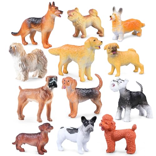 SIENON 12PCS Realistic Mini Dog Figures Pet Toys - size: 12 Pieces Miniature Dog Figures