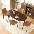 63" Oval Dining Table Set for 4 with Solid Wood Legs - color: Walnut Table Brown Chairs