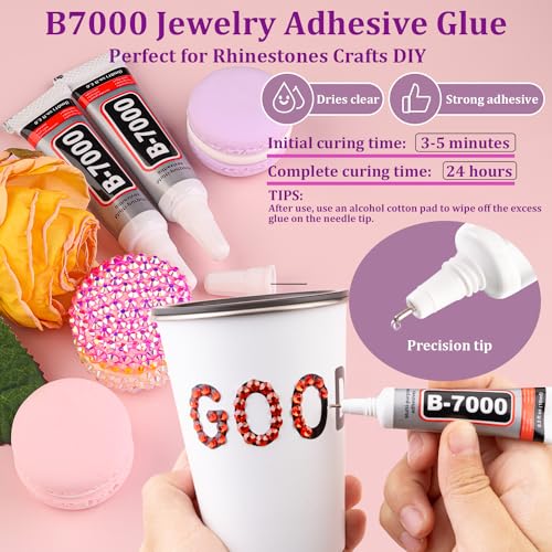 30000Pcs Resin Rhinestones for Bedazzling with Tweezers, Red Rhinestones for Crafting with B7000 Jewelry Glue for DIY Crafts Clothing Tumblers Shoes Fabric Nail Art - color: Red, size: X-Large Pack + 1Pc Glue