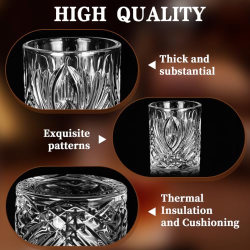 Meanplan 24 Pcs Mini Whiskey Tasting Set - 3.4oz Heavy Base Crystal Rocks Glasses - Vintage Engraved Small Bourbon & Whiskey Tasters for Bar, Parties, and Flight Samplings(Feather Embossed) - style: Feather Embossed