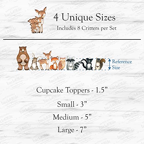 Back40Life Forest Critters Painted Wooden Animal Cutout Shapes (Medium + Stands (Bundle of 8)) - size: Medium + Stands (bundle of 8)