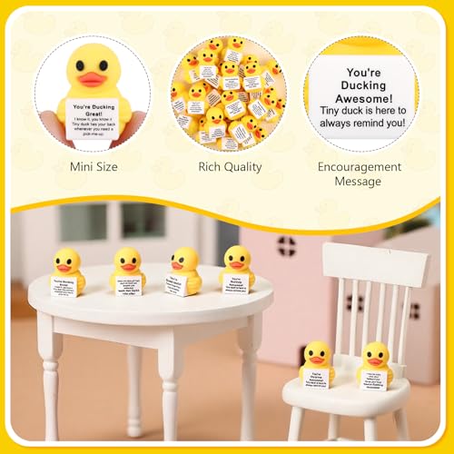 Gejoy 25 Pcs Mini Rubber Duck Toys Mini Duck with Message Positive Figures - style: 5 Messages Duck