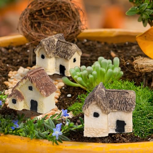 BESPORTBLE Mini House Ornament Set House Model Micro Landscaping Decor 12 pcs Miniature Village Houses for Garden Patio Yard Balcony Fairy Garden Scene Layout