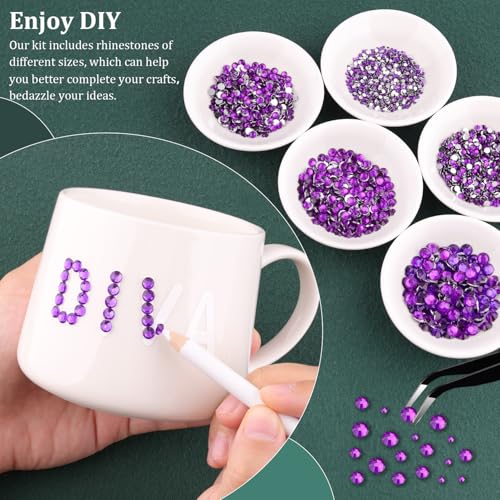 Resin Rhinestones for Crafting with B7000 Jewelry Glue, 1 Box Dark Violet Flatback Crystals with 3Pcs 10ml Glue for Bedazzling Crafts DIY Nail Art Makeup，Non Hotfix Gems for Clothing Shoes - color: Dark Purple, size: 1 Small Pack with Glue