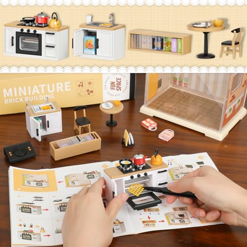 DIY Miniature House Kit mini Kitchen with Furniture and LED