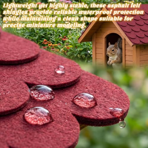 Self-Adhesive Mini Roof Shingles, Waterproof Roofing Felt for Bird House - color: Red
