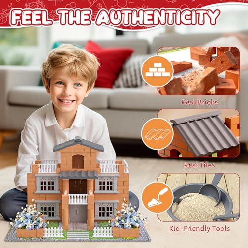 Mini House Building Kit for Kids 8+, Tiny Home with Real Bricks & Tiles