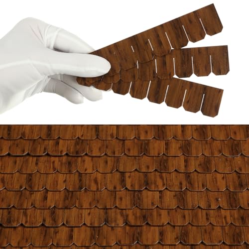 Miniature Roof Shingle Strips for 1:12 Scale Dollhouse Roofing - color: Warm Brown Wood