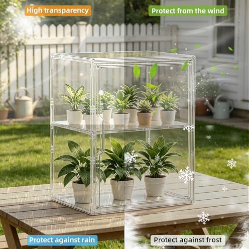 Mini Greenhouse Indoor with Magnetic Door, L-2tier-1pcs - size: L-2tier