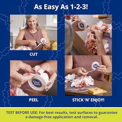 Glue Dots, Flower Dots, Double-Sided, Permanent, 1/2", 300 Dots, DIY Fake Flower Bouquets Wreaths Décor, Sticky Tape Adhesive, Liquid Hot Glue Alternative, Clear