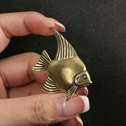 3Pcs Vintage Solid Brass Miniature Animal Figurine Desk Animal Ornament for Pet Enthusiasts Exquisite Collectible and Home Décor Accent (Hermit Crab + Fish + Seahorse) - color: Hermit Crab + Fish + Seahorse