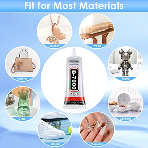 B7000 Rhinestones Glue for Crafts, 110ML Glue of Diamond Jewelry 3.7fl.oz Clear B-7000 Super Jewelry Glue Transparent Industrial Adhesive for Fabric Phone Repair Jewelery Making Crystal Gem - color: 110 ml/ 3.7oz