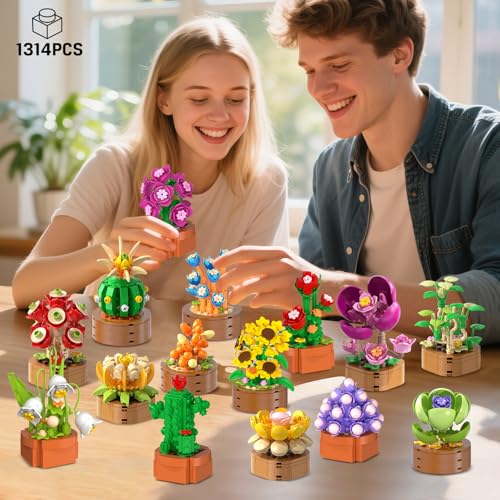 HOGOKIDS 15 Pack Flowers Botanical 3.6MM Building Set for Adults Kids 6-12+