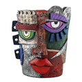 Picasso Abstract Resin Flower Pots Colorful Unique Face Planters Pots Head - color: Mayan Face