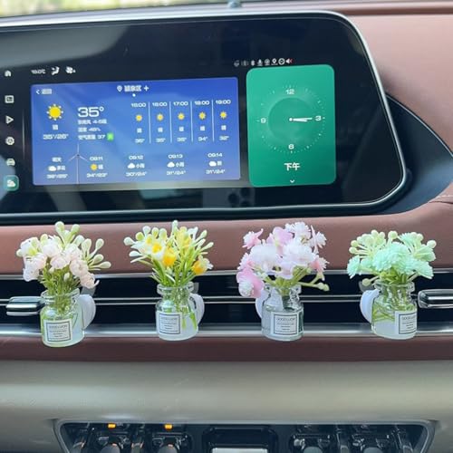 Set of 4 Cute Flower Bouquet Car Air Freshener Vent Clips, Mini Artificial Flowers for Car Air Vent Decoration, Auto Interior Dashboard Ornament Accessories - color: Mixed