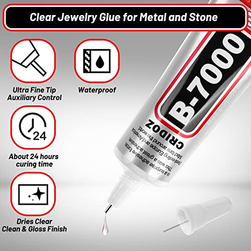 B7000 Rhinestone Glue for Jewelry Making, Clear Craft Glue with Precision Tips Dotting Pens for Metal, Stone, Nail Art, Beading, Wood, Glass - 0.5 fl oz, 3 Packs - size: 3x15ml/0.5 oz