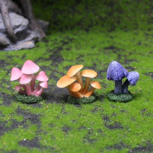 6 Piece Mini Mushroom Figurines Set, Colorful Resin Garden Ornaments for Fairy Gardens, Terrariums, Plant Pots, Indoor Outdoor Micro Landscape Decor - color: 6 Pcs Mushroom Set