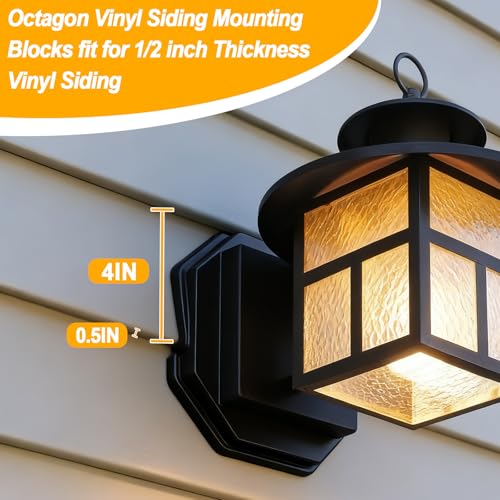 Vinyl Siding Mounting Blocks Fits 1/2 in Lap, 4-10 in Siding, Black 2 Pack - color: Octagon Black No-Box, size: 2 pack